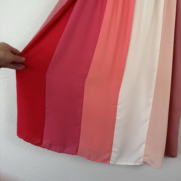 NWT Francesca’s Jun & Ivy Stripe Colorblock Mini Shift Slip Dress Pink Coral S - Picture 5 of 12